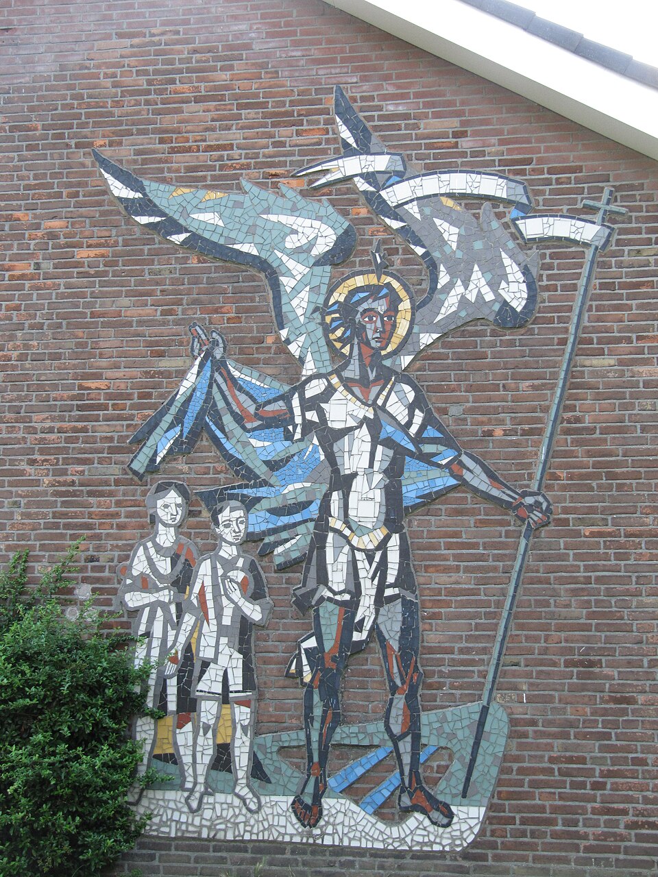 Aartsengel Michaël met twee kinderen